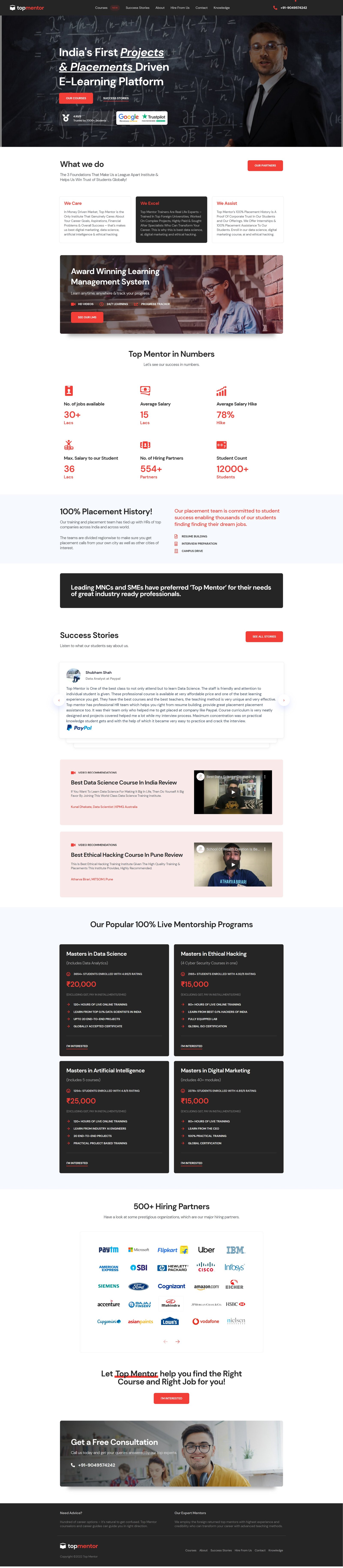 E-Learning Platform (India) Website UI Design